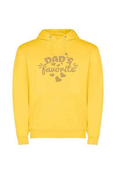 iLovePrints Proud Dad's Fan Favorite Φούτερ με κουκούλα σε χρώμα Κίτρινο
