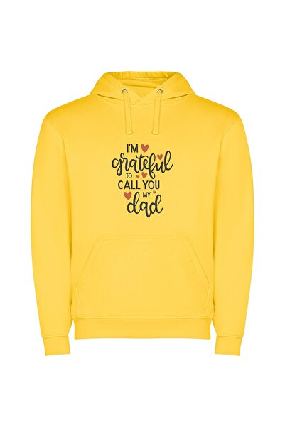 iLovePrints My Grateful Daddy Connection Φούτερ με κουκούλα σε χρώμα Κίτρινο