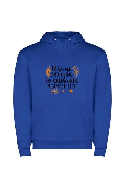 iLovePrints Simplicity Revered, Life Emboldened Φούτερ με κουκούλα σε χρώμα Μπλε