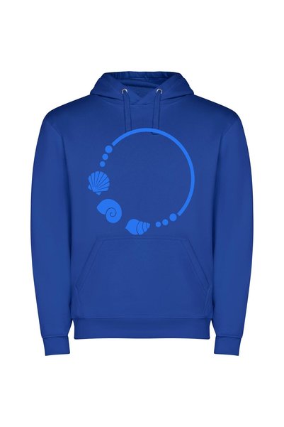 iLovePrints Shell Circle: Ocean Elegance Φούτερ με κουκούλα σε χρώμα Μπλε