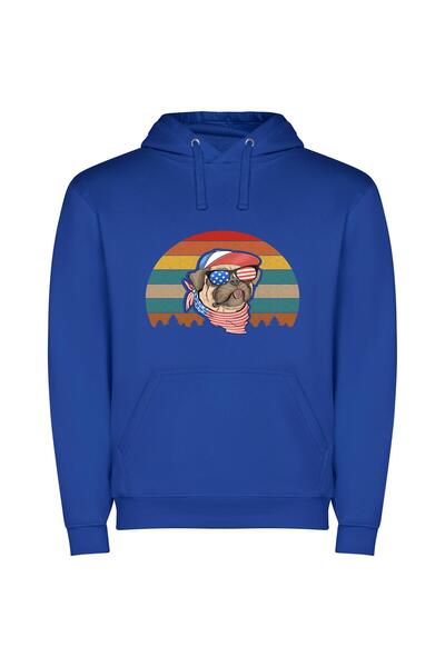 iLovePrints Cool Pup: Illustrative Vibrance Φούτερ με κουκούλα σε χρώμα Μπλε