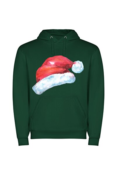 iLovePrints Festive Hatception: Digital Watercolor Φούτερ με κουκούλα σε χρώμ...