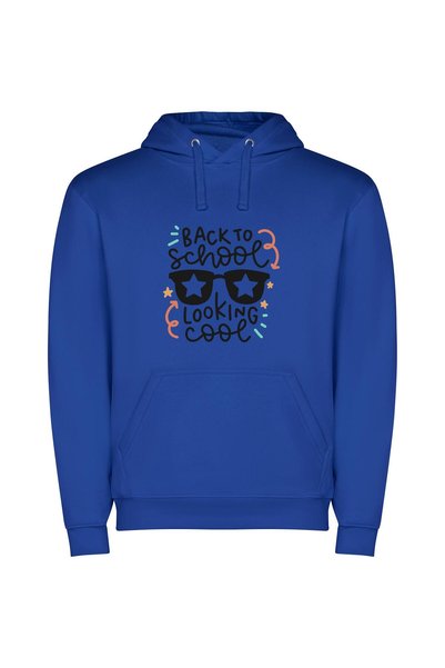 iLovePrints Stylish Back to School Φούτερ με κουκούλα σε χρώμα Μπλε