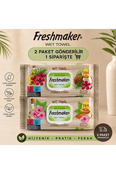 Freshmaker Coconut Large Size Wet Towel Wipes X2