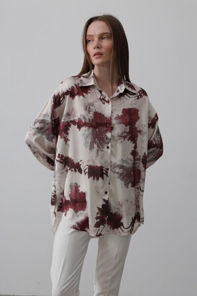 pazarella Printed Shirt - Claret Red