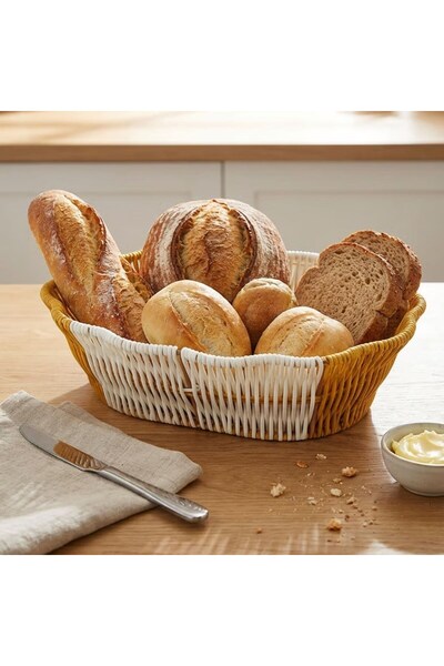 Marsilyan Oval Dual Color Plastic Rattan Bread and Fruit Basket - Multi-Purpo...