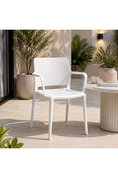 N.zone Modern Plastic Chair with Integrated Armrests, Practical and Lightweig...