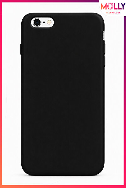 Molly iPhone 6/6S PLUS İçin Siyah Liquid İçi Kadife Mat Silikon Kılıf