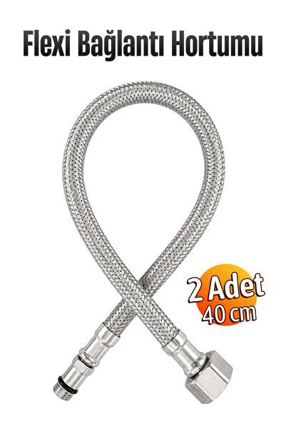 Badem10 (2 Adet) 40 cm Lavabo Batarya Flexi Hortumu Erkek Dişi Uçlu Paslanmaz...