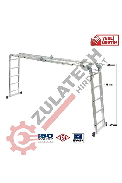 ZULATECH HIRDAVAT 20 Basamak Akrobat Merdiven 570 Cm Katlanır Çok Amaçlı Alüminyum Merdiven