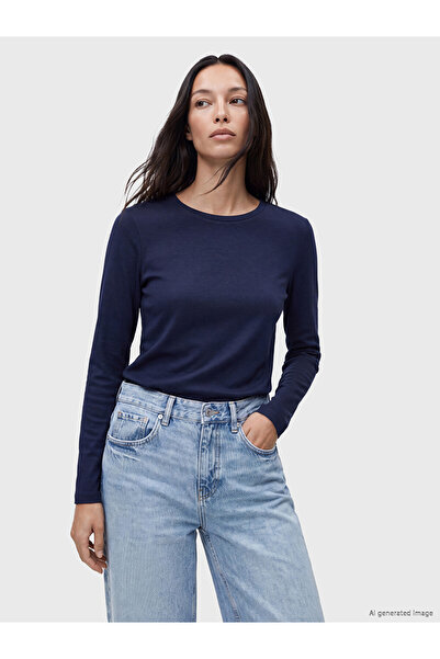 LC Waikiki Navy Blue Crew Neck Soft Touch Women's T-Shirt