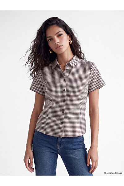 LC Waikiki Brown Plaid Women's Shirt