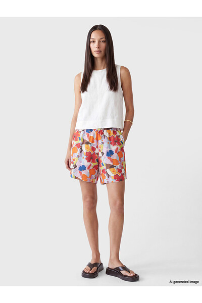 LC Waikiki Mixed Elastic Waist Floral Women's Shorts