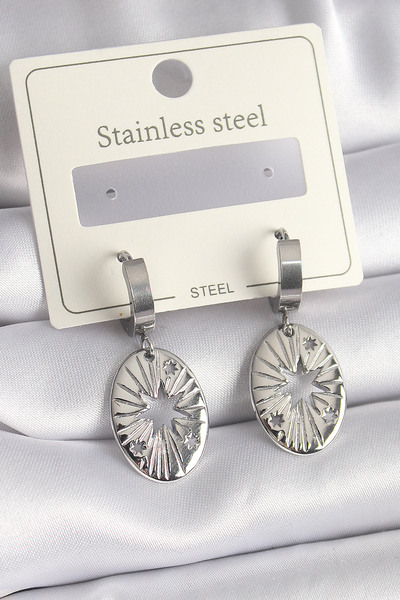 Generic Brand 316l steel silver color pole star processing women's earrings
