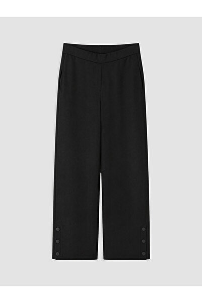 LC Waikiki Black Elastic Waist Wide Leg Women's Trousers