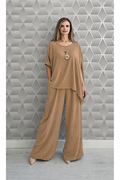 styleFlex Compleu Damă Elegant cu Pantaloni Largi – Set cu Colier Inclus, Tal...