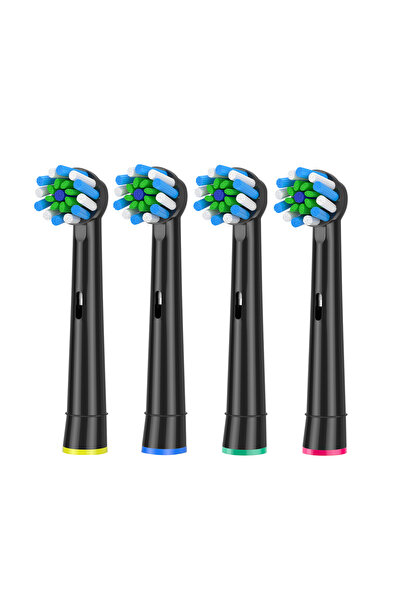 Choice18 4pcs Cross Black Replacement Toothbrush Heads Compatible with Oral B...