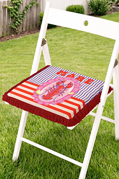 Realhomes Mare Written Lobster Figured Striped Patterned Fringed Zippered Cha...