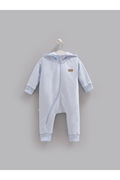 Caramell 3 Threaded Yarn Hooded Baby Boy Jumpsuit with Fleece Lining for Winter