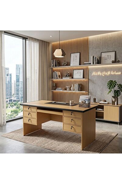 concent طاولة مكتب خشبي بأدراج 140سم