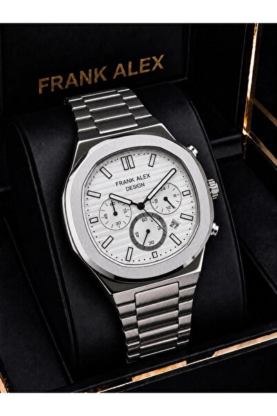 Frank Alex Dial with Stopwatch 2-Year Warranty Steel Strap 3 Atm Men's Wristw...