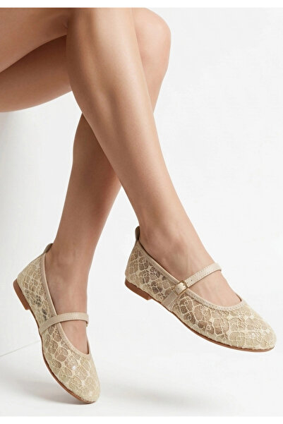 ARMÜZ Tinwa Beige Tulle Ballerina Shoes