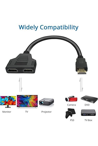 Batu HDMI Splitter Adapter Cable - 1 In 2 Out HDMI Male To Dual Female For HD...