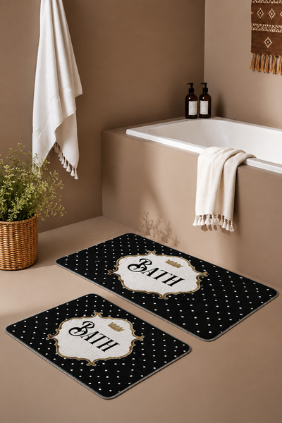 ZNG design home Bath Mat Set of 2 with Non-Slip Base and Washable 60X90 cm - ...