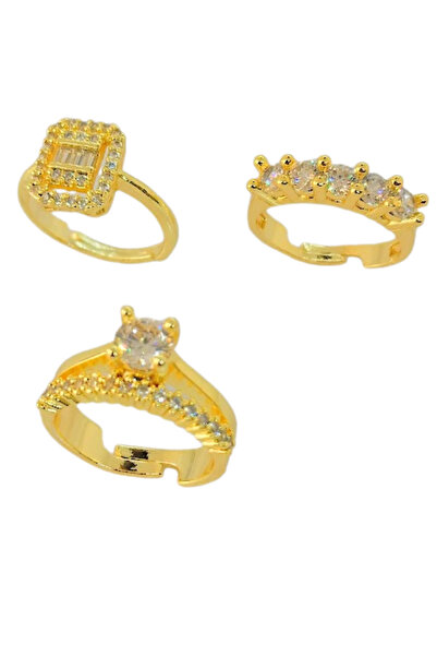 oftenadmire Three-Piece Gold Color Adjustable Finger Rings Set, Presented in ...