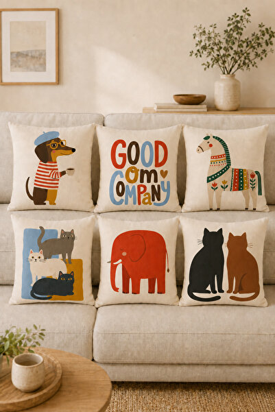 stellahomes Cute Animal Figured Digital Printed Single Decorative Throw Pillo...