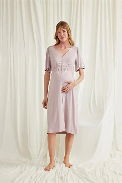 SS HOME CONCEPT Pack of Lace Maternity Nightgowns with Buttons on the Front, ...