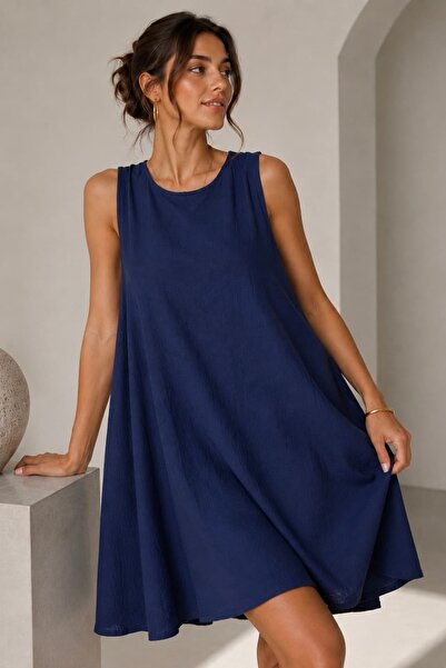 bb butik basic Ayrobin Fabric Sleeveless Loose Dress – Knee-Length Relaxed Fi...