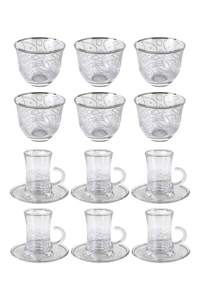 Trust 18-Piece Tea & Coffee Glass Set Grey/Silver Serve for 6