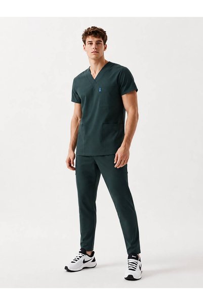 ÜÇAS UNIFORM HAKİ LUX SCRUBS LİKRA TAKIM DOKTOR HEMŞİRE FORMASI