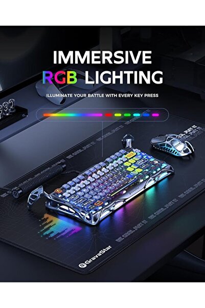 Gravastar لوحة مفاتيح ألعاب ميكانيكية K1 Pro إصدار خاص بتصميم سايبربانك - تخط...