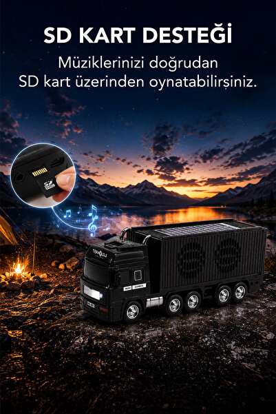Teknoloji Gelsin Arabalı Speaker Bluetooth Hoparlör Özel Tasarım Güneş Enerjili Nostalji Tır Fm Radyo/SD/Flash/Tws