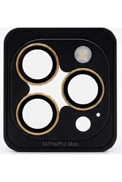 iPhone 14 Pro / 14 Pro Max Uyumlu Safir Cam Metal Çerçeveli Kamera Lens Koruyucu