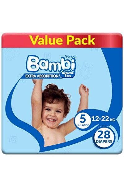 Sanita حفاضات بامبي مقاس كبير جداً رقم ١١ عبوة اقتصادية من 5 عبوات - 28 حفاضة