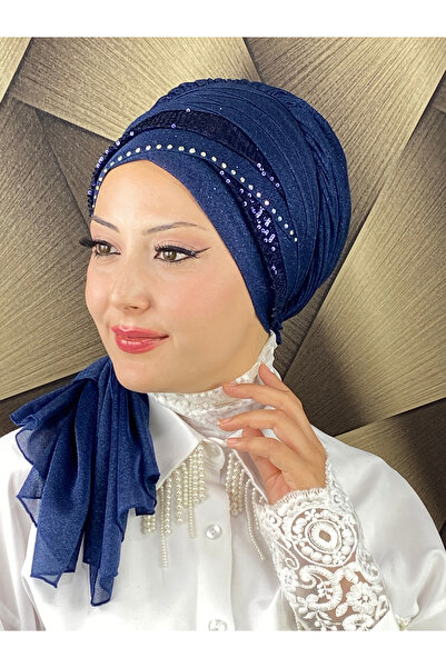 MY UKİYO STORE TESETTÜR PAYETLİ PULLU TAŞ BASKI ABİYE BONE ŞAL