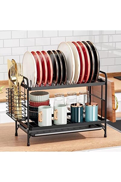 COYICMSS 2-Tier Dish Drying Rack, Large Kitchen Organiser with Utensil Holder...