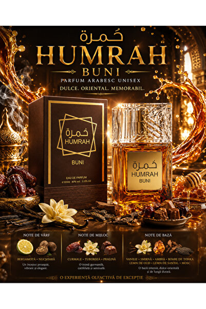 MANASIK Parfum Unisex HUMRAH BUNI 100 ml – Bergamotă, Vanilie, Oud și Mosc