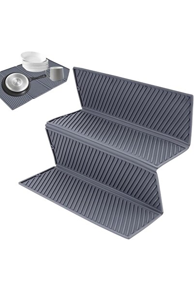 JOYZZZ Silicone Dish Drying Mat, Four-Fold Foldable Hot Pad for Kitchen Count...