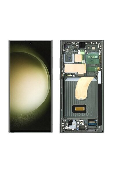 Samsung Γνήσια Οθόνη Και Μηχανισμός Αφής Με Πλαίσιο Πράσινο Galaxy S23 Ultra ...