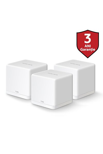Mercusys Sistem Mesh Wi-Fi Halo H30G (pachet de 3), AC1300, Dual-Band, Gigabi...