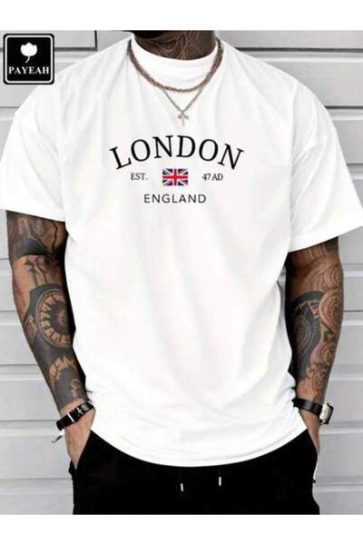 LİNA06 PAYEAH Distressed London England UK Flag T-Shirt 100%Heavy Cotton T Shirt