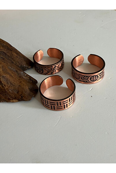 Rupen Kraft Adjustable 3-Piece Handmade Pure Copper Ring Combination Non-Allo...