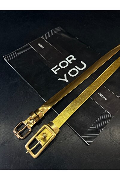 Fiori 2-pack gold-plated buckle thin women's pant belt, jacket belt, shirt belt