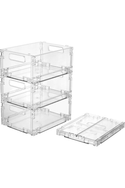 STARSTAR 4-pack stackable transparent BPA-free plastic refrigerator storage o...
