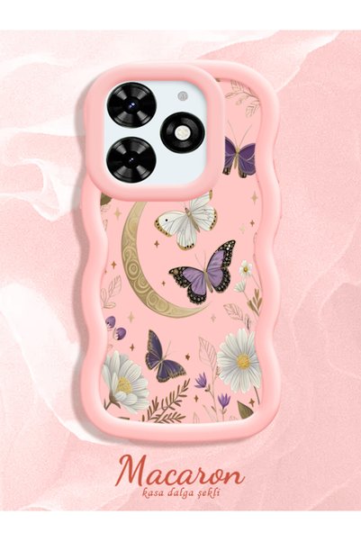 CHICASELUX Tecno Spark Go 2024 Compatible Wavy Frame Moon Butterfly and Flowe...