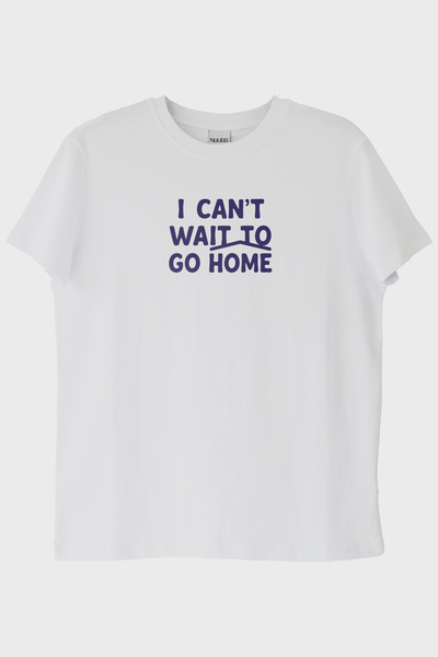 lofux I Can'T Wait to Go Home Printed Design White T-Shirt